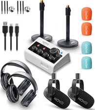 Movo PodPro-TH Tabletop Portable Podcasting Bundle with Headphones