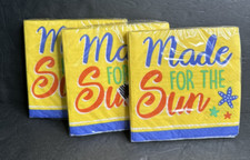 Made For The Sun Summer Party Beach 3 Packs Of 16 Paper Beverage Napkins