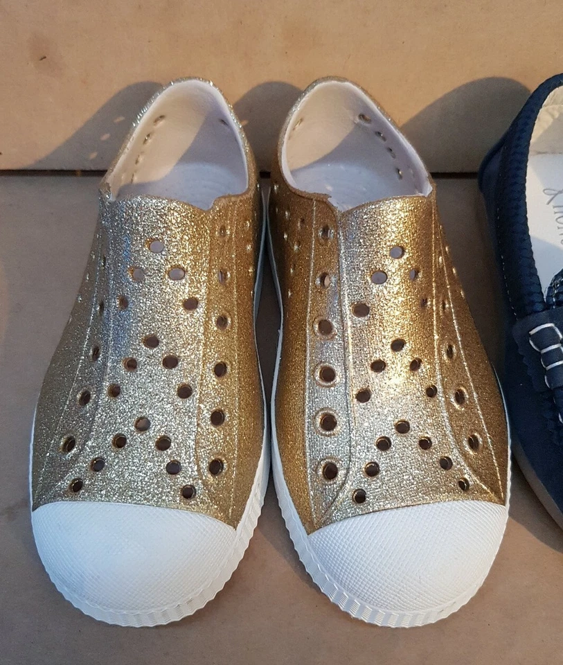 2x New toddler Kid Boy Slip On gold size 9 color  & Loafers, navy Size 29  - Image 4 of 4