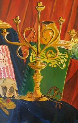 Früher EMANUEL. ''Kleidung selber machen'', großes Stillleben mit abstrakter Symbolik. 