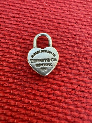 Authentic Tiffany Please Return to Heart Lock Mini Pad Lock Pendant  Charm