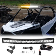 Amber White 32'' Curved LED Light Bar+Roof Mount+Wire For Polaris RZR PRO XP/XP4