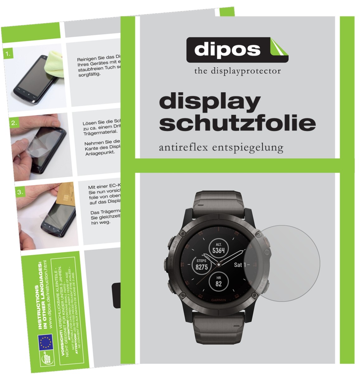 Dipos 6 Pellicole Protettive Antiriflesso Per Garmin Fenix 5s Plus (42mm) - Opache E Anti-impronta - Made In Germany