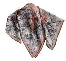 Vintage Oscar de la Renta Silk Scarf 25" Square Floral Design Rolled Edge