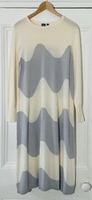 Uniqlo X Marimekko Womens Grey Wave Print Merino Wool Jumper Dress S UK 10 EU 38
