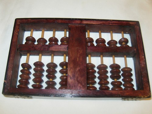 Vintage CHINESE ROSEWOOD AND BRASS ABACUS LOTUS FLOWER BRAND -9 RODS 63 BEADS - Picture 10 of 10