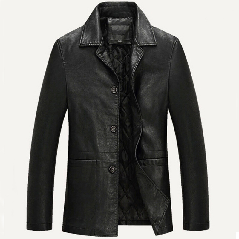 2023 Stylish Men PU Leather Jacket Business Casual Coat Fashion Outerwear