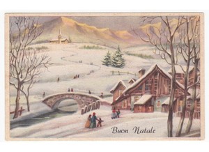 Paesaggio Immagini Natalizie Vintage.1955 Natale Paesaggio Di Montagna Neve Baite Ponte Chiesa Cartolina Vintage Ebay