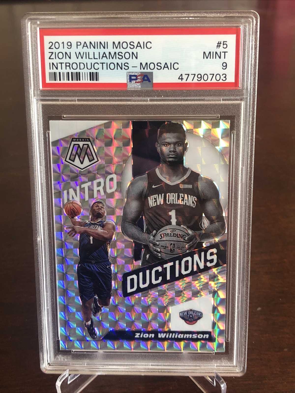 2019-20 Panini Mosaic Prizm Introductions #5 Zion Williamson RC Rookie PSA 9 🔥