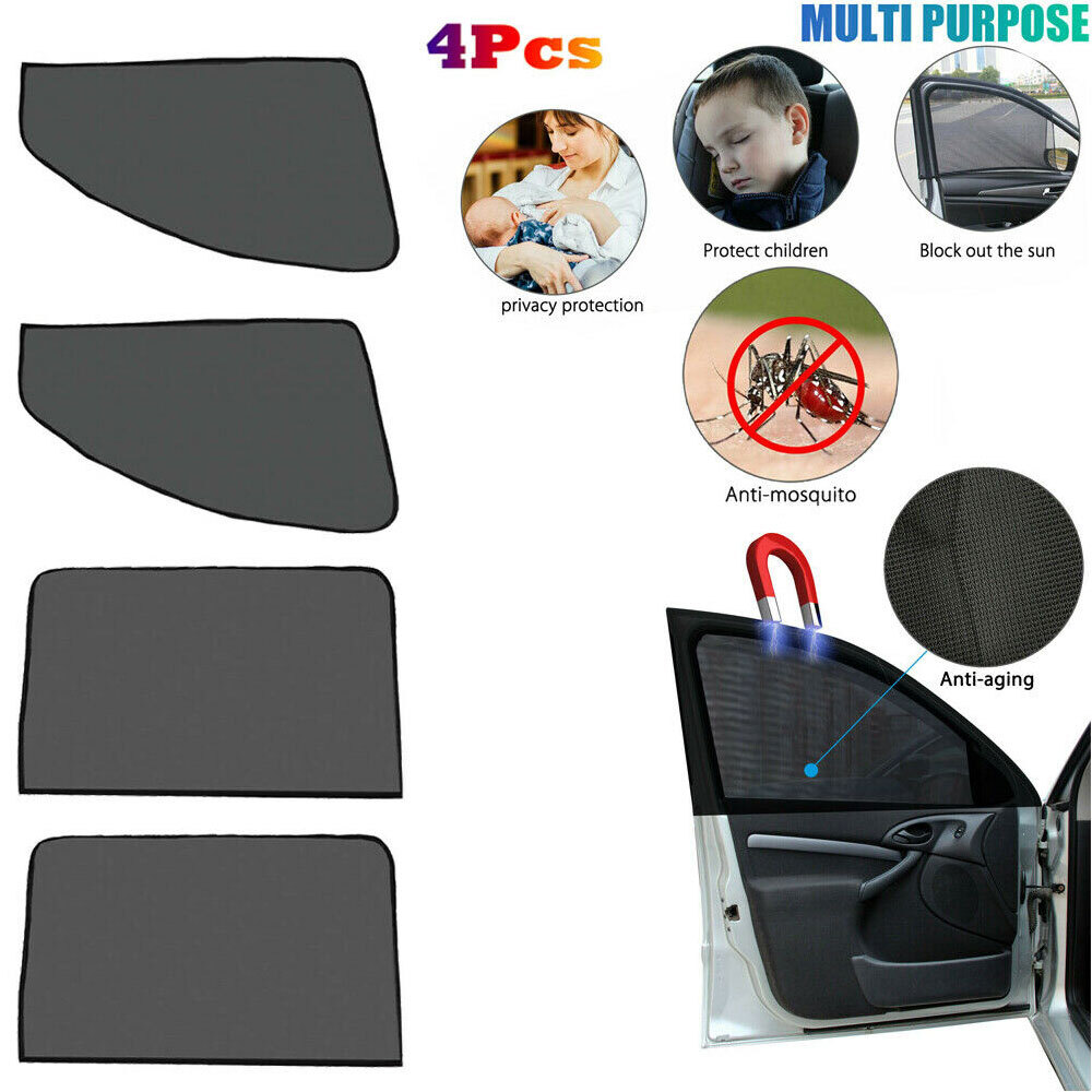 4X Magnetic Car Window Sun Shade UV Protection Front Rear Side Mesh Cover  