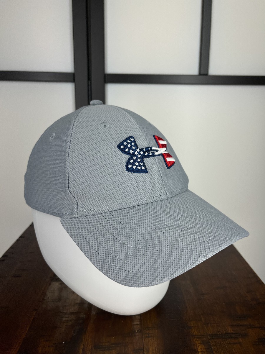Under Armour グレー キャップ アメリカ国旗刺繍 (2) Under Armour Hat Cap Fitted Adult Large Gray USA Flag