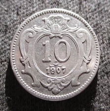 OLD COIN OF AUSTRIA-HUNGARY EMPIRE 10 HELLER 1907 FRANZ JOSEPH I