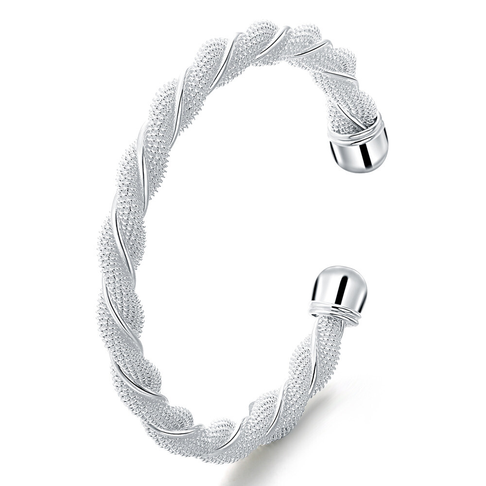 アクセサリー Silver 925 Twisted Three Line Bangle 925 sterling silver filled twist line bangle bracelet Women
