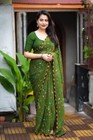Self Design Bollywood Georgette, Pure Silk Saree  (Green)