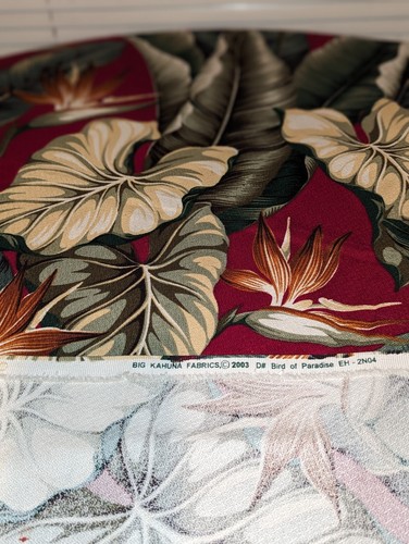 Big Kahuna Fabrics "bird of paradise" Hawaiian florals Burgundy bark 3 yards - Picture 12 of 24