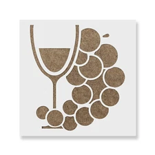Wine Glass Grapes Stencil - Durable & Reusable Mylar Stencils
