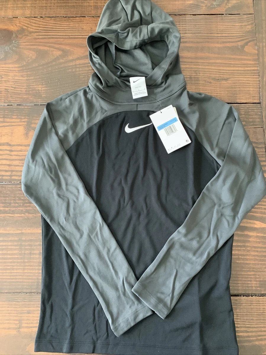 Nike Kids Academy Pro Pullover Soccer Hoodie Youth Medium Black Grey