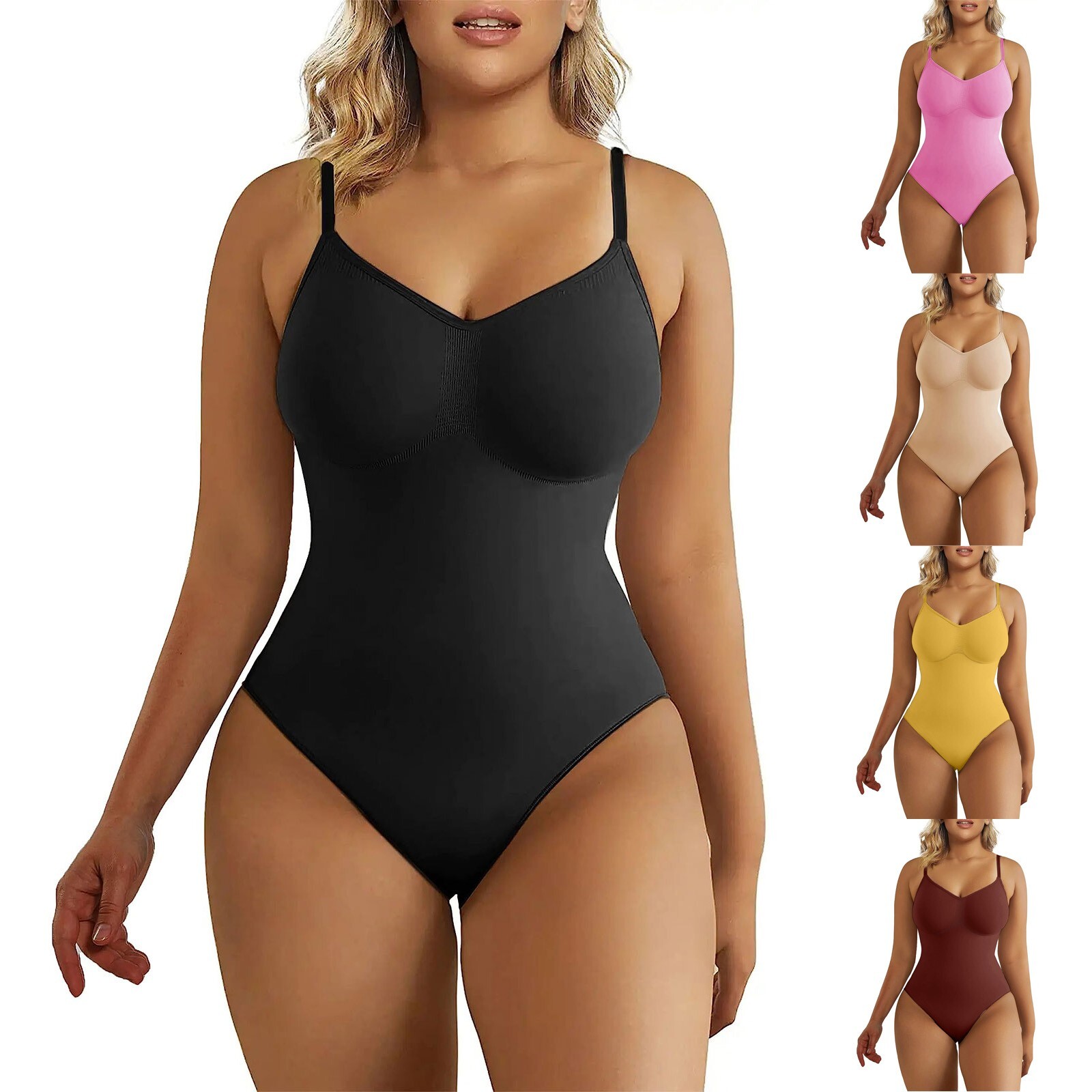 Bodysuit For Women Shapewear Seamless Sculpting Thong Body Shaper Tank Top-image