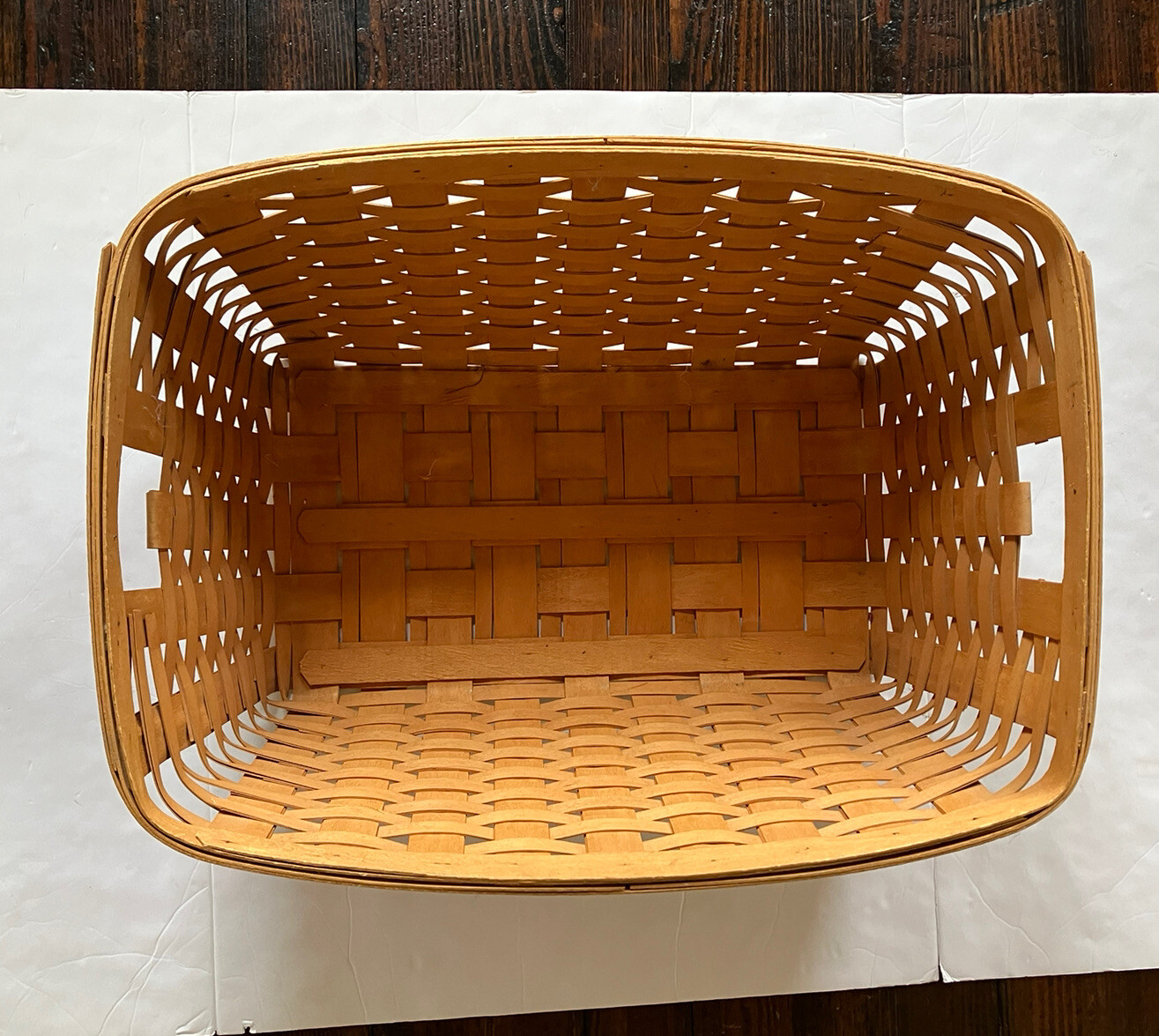 Large Longaberger Laundry Basket 1996 Classic Stain Woven Wooden