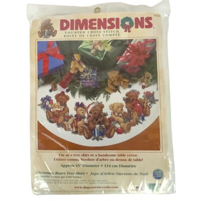 Dimensions 8693 Teddy Bear Tree Skirt Or Table Cover Counted Cross Stitch Kit