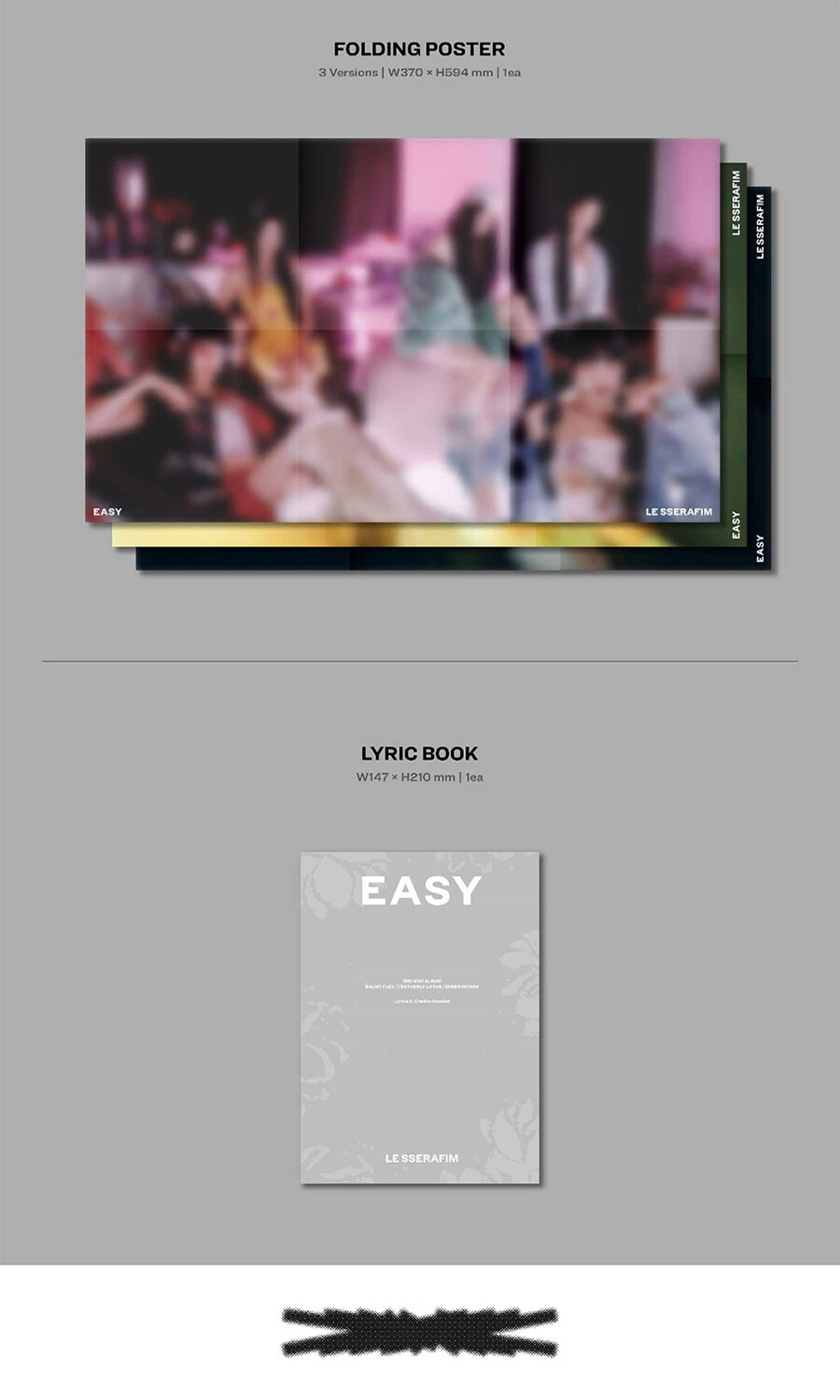 LE SSERAFIM EASY 3rd Mini Album CD+Photo Book+2 Card+3 Sticker+