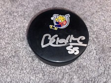 LOS ANGELES KINGS BRANDT CLARKE SIGNED BARRIE COLTS LOGO HOCKEY PUCK COA