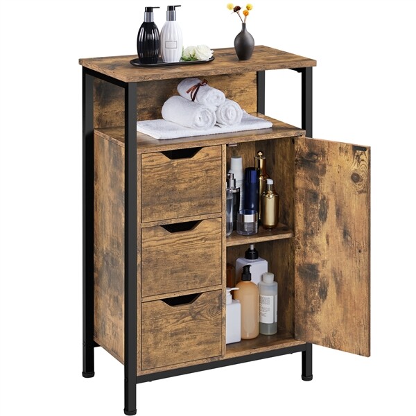 Mueble Baño de Madera Armario Baño de Suelo Armario de Almacenamiento 55x30x86cm