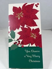 Hallmark Christmas Greeting Card Unused Very Merry Christmas Poinsettia Holly