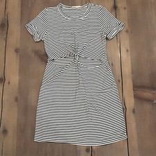 Honey Punch Black White Stripe Twist Knot Stretch T-Shirt Bodycon Dress Size Sm