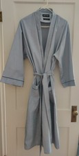 Pierre Cardin Men's One Size Long Robe Cotton Poly Blue White Striped