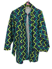 NATORI Size Large Womens Jacket Artsy Geometric Print Pockets