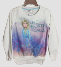 NWT Disney Frozen II Sweatshirt Elsa The North Calls Girls Lightweight White