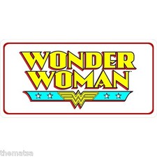 WONDER WOMAN LOGO YELLOW MADE IN USA METAL AUTO TAG CAR COLLECTOR LICENSE PLATE