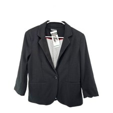 Original  NWT Women  s M Medium Black Button Blazer Jacket Cotton Stretch