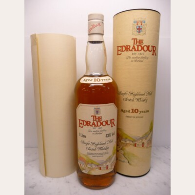 Edradour 10 years Originalabfüllung 90er Jahre mit Tube und Poster 43% 1l