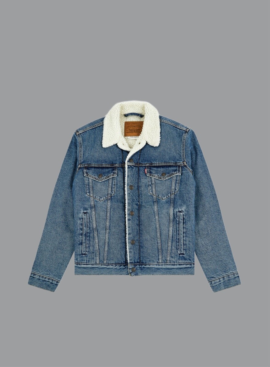 Levi's Mens Type III Sherpa Trucker Jacket Blue Bleach 16365-0102