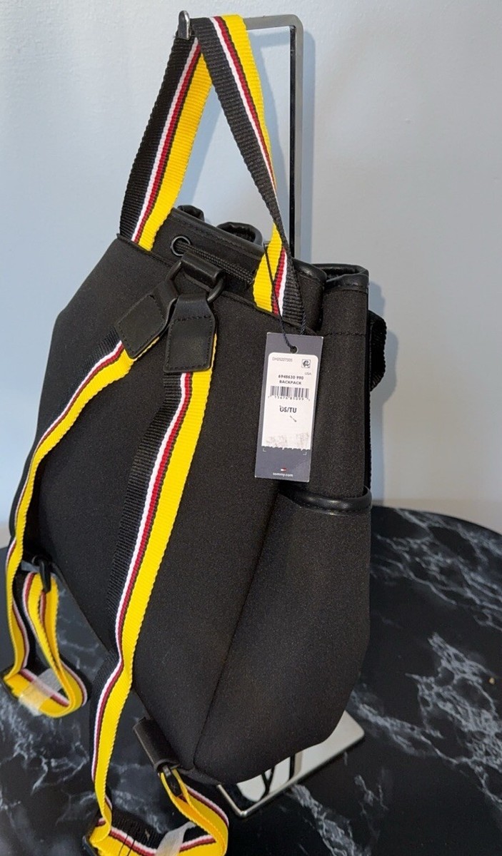 Tommy Hilfiger Drawstring Backpack Black Yellow Multicolored Strap AUTHENTIC NEW TOMMY HILFIGER Zander 31 L Laptop Backpack Yellow + Navy  main image 4