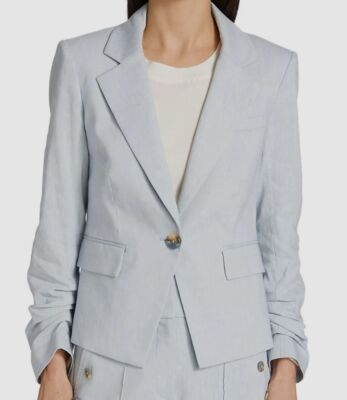 $548 Veronica Beard Women's Blue Aaliyah Linen Blend Blazer Suit Jacket Size 8