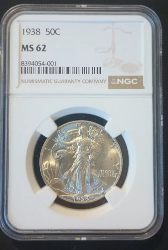 MS62 1938 Silver Walking Liberty Half Dollar NGC
