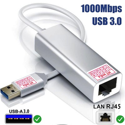 Silber USB 3.0 auf Ethernet RJ45 1000Mbps Gigabit LAN Netzwerk Adapter Kabel PC