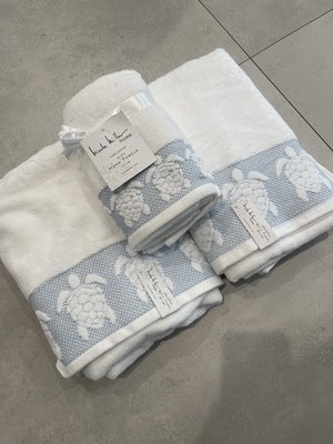 4 PC NICOLE MILLER Turtle in the Cuff 2 Bath 2 Hand Towels 100% Cotton NEW