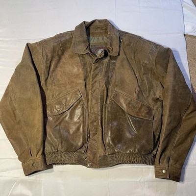 Vintage Wilsons Adventure Bound Distressed Brown Leather Bomber Jacket Men s Med