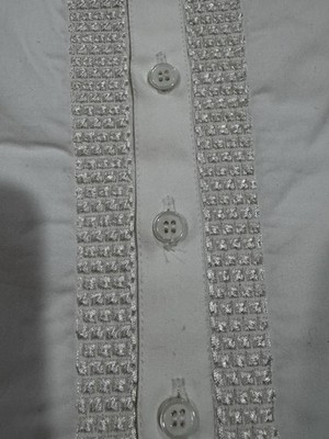KHURANA'S Men's White Embroidered Button-Up Kurta  Size 38 95cm Chest