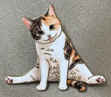 NWOT Calico Cat Brooch Lapel Pin Enamel Multicolor Kitten Animals Pets Family