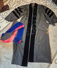 Vintage C.E. Ward 3-Piece Doctoral Regalia Set   Black Ph.D. Gown, Hood  Cap