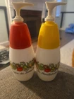 Corning Spice of Life Vintage Mustard and Ketchup Dispensers Milk Glass