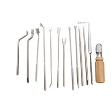 Lot of 13 Piano Tuning & Repair Tool Kit Part w/Wood Handle - For Grand Piano