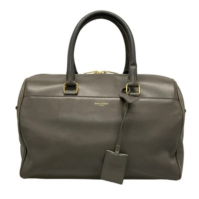 Auth SAINT LAURENT PARIS Duffle 6 322049 Dark Gray Leather - Handbag