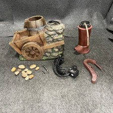 ALPINE 23" Vintage Red Water Pump w/ Wheelbarrow Fountain ZEN276S