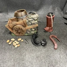 ALPINE 23" Vintage Red Water Pump w/ Wheelbarrow Fountain ZEN276S